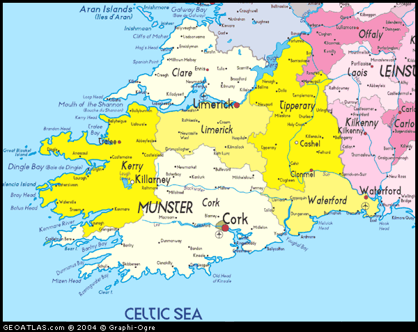 Cork Kerry Border Map Ireland South Area Map | Skyline Owners Forum