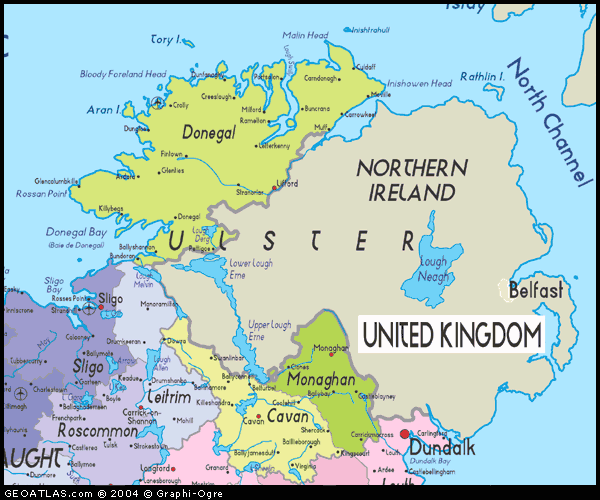 Map of Ulster - Republic of Ireland