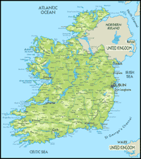 Physical map of Ireland