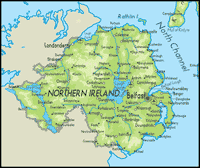 Physical map of Northern Ireland